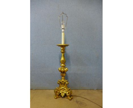 A large gilt table lamp 