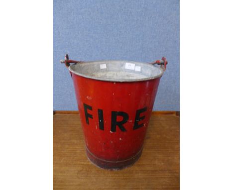 A vintage painted steel fire bucket 