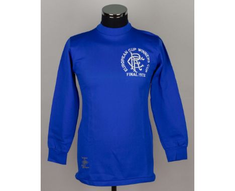 Tommy McLean rare blue No.7 Rangers v. Dynamo Moscow match worn European Cup Winners Cup Final long-sleeved shirt, 1972, Umbr
