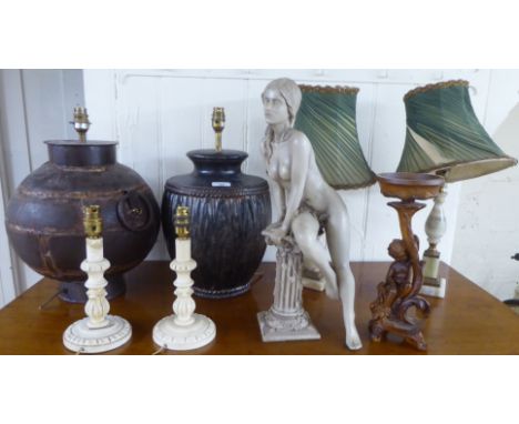 A mixed lot: to include interior lighting; and various table lamps&nbsp; largest 14"h 