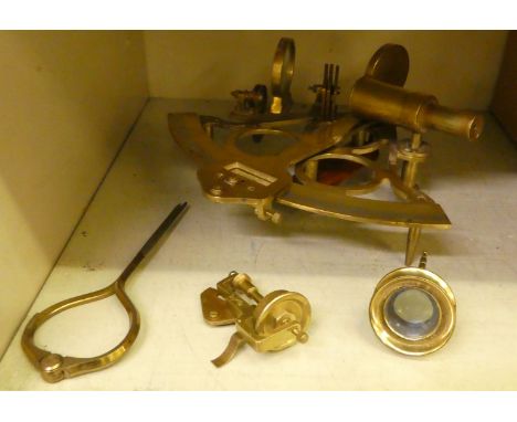 Scientific instruments: to include a lacquered brass sextant 