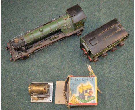 Large tinplate model of the Flying Scotsman static model and a model junior NO.1530 steam engine (AF) incomplete(2) 