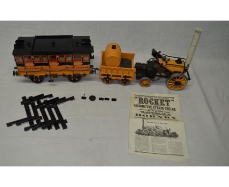 Hornby rocket real steam engine model, catalogue no. G100, 3.5" gauge track, complete with instructions and large section of 