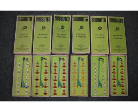 Six boxed sets of Subbuteo 00 scale football players, all complete 