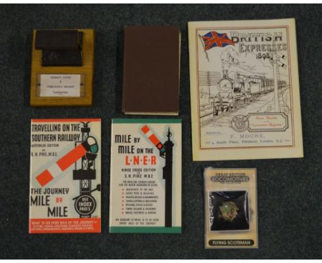 Section of the Romney, Hythe and Dymchurch light railway on wooden plinth, 1933 London Transport Executive rule book for obse