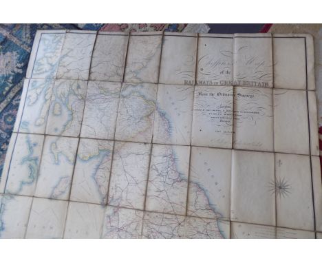 CHEFFINS RAILWAY MAP. "Cheffins Map of the Railways in Breat Britain from the Ordnance Surveys." hand col engr map, linen bac