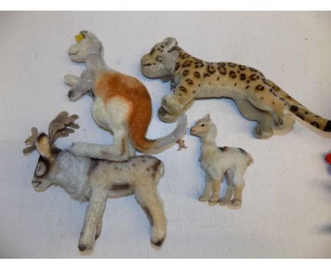 Steiff:- four plush covered animals each with card label.