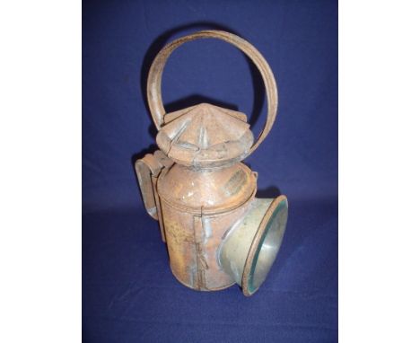 LNE-E 4 hand lamp stamped Shiffer Hill No 7 with kerosene plaque 