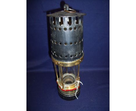 Large brass and steel miners type lamp (30cm high)