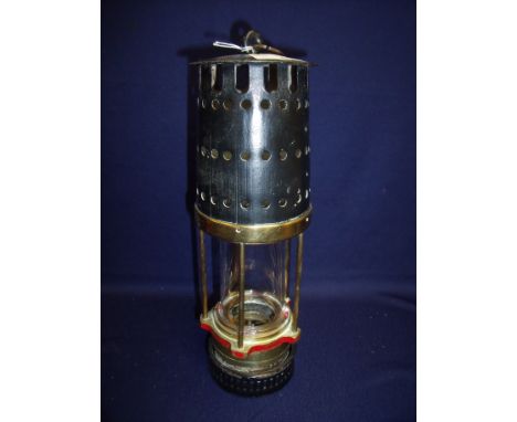 Large brass and steel miners type lamp (30cm high)