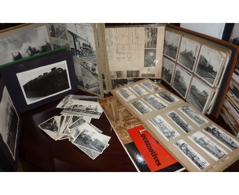 Box containing a large selection of railway ephemera and photographs including album of photographic prints of locomotives, K