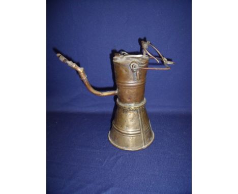 Scarce copper bodied whale oil lamp with markers mark for Coal Salt & Tanning Co Makers Grimsby 