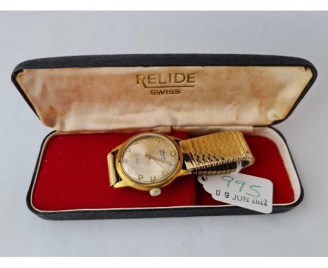 A gents wrist watch by "relide sportsman" with seconds sweep with expandable strap and original box 