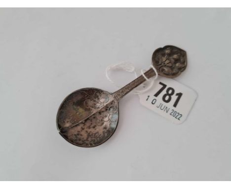 An Eastern caddy spoon with chased stem – 3,5” long