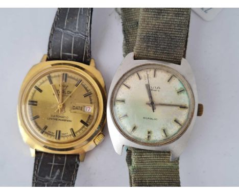 Two gents wrist watches one by Avia with seconds sweep W/O and one by Starlon with seconds sweep and date aperture 