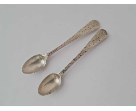 Pair of brightcut snuff spoons. London 1793 by R C ?