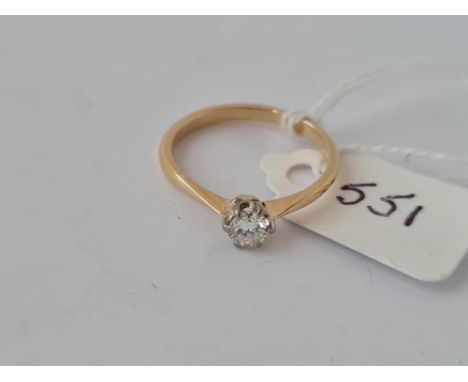 18ct white &amp; yellow gold S/S diamond ring set with a 0.20 carat diamond in a 6 claw setting, size K