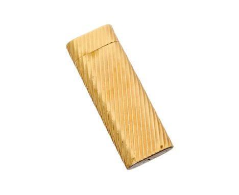 Cartier, a gold plated lighter, no. 36086, with wrythen decoration, 7cm (2 3/4in) long