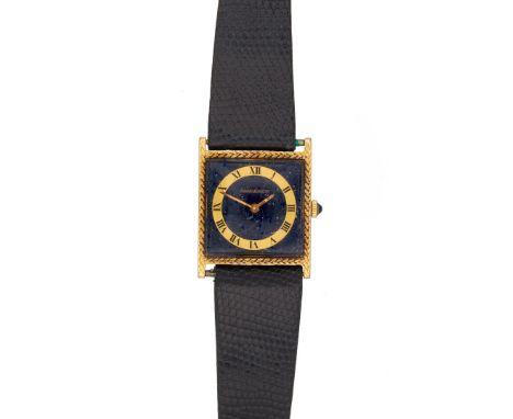 Jaeger LeCoultre, ref. 9014, an 18 carat gold wristwatch, no. 12348336, manual wind movement, cal. 818/2, no. 2052121, lapis 