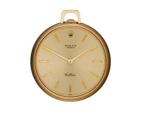 Rolex, Cellini, ref. 33717, an 18 carat gold keyless wind open face pocket watch, circa 1970, manual wind movement, 19 jewels