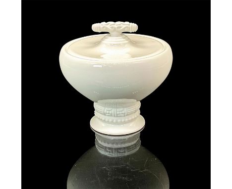 Glazed bone china with bisque 'Bangles' design on the lid handle and pedestal base.Katy Briscoe backstamp. This item has its 