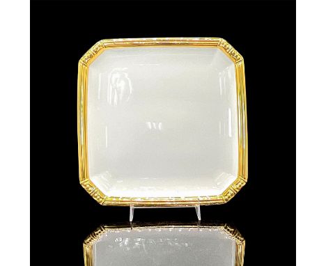 Glazed bone china with hand-painted gold 'Bangles' design rim.Katy Briscoe backstamp. This item has its original box. Issued: