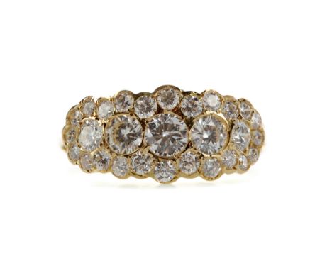 DIAMOND DRESS RING, set with round brilliant cut diamonds totalling approximately 1.25 carats, unmarked, size L, 3.1g