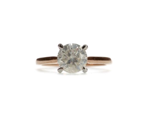 DIAMOND SOLITAIRE RING, set with a round brilliant cut diamond of approximately 1.84 carats, marked 750 and PT950, size M, 4.