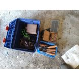 Woodworking tools including chisels,