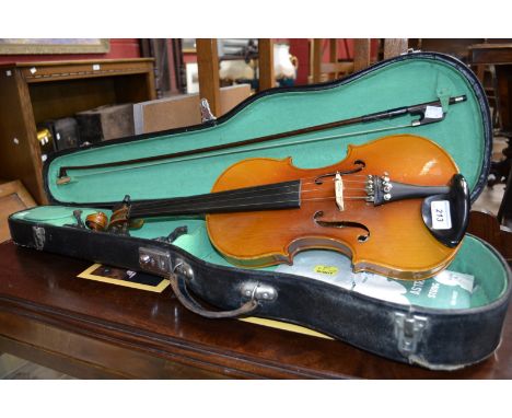 A Lark full size student violin cased with bow