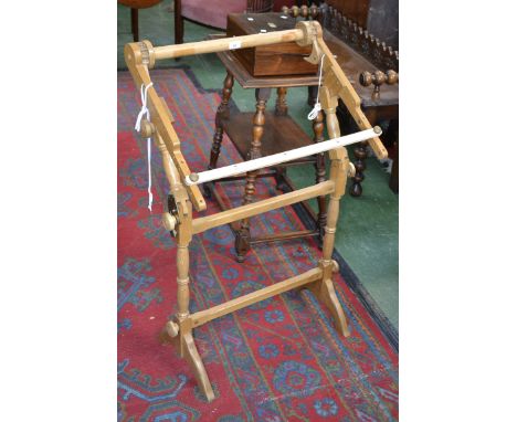 A 20th century bespoke made oak tapestry frame with ratchet mechanism 