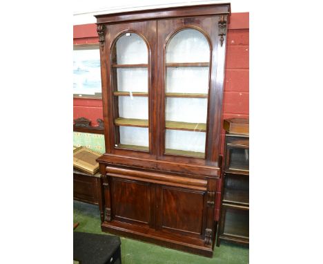 A late Victorian mahogany bookcase cabinet c.1890. 233cm high x 128cm wide.