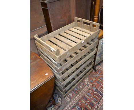 Six vintage potato chitting trays.