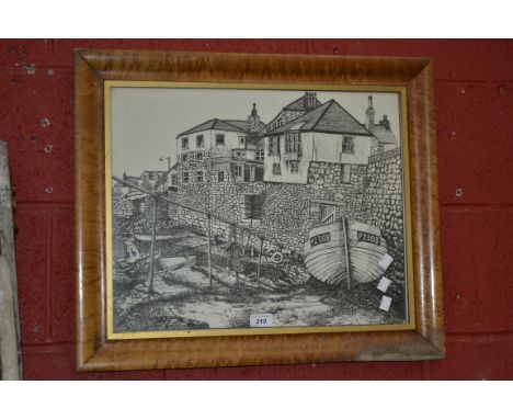 A maple framed print, coastal harbour