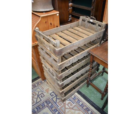 Six vintage potato chitting trays.