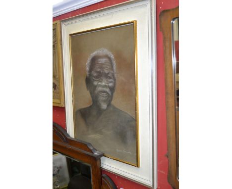 Maurice Sinlair
Portrait of an Aborigine, Makhulu Bas
signed, charcoal and chalk, 55cm x 39cm