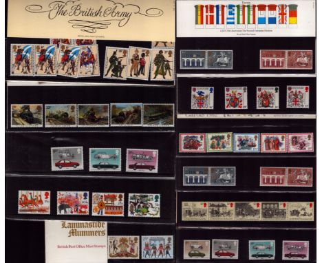 Stamps Collection, Famous Trains, The British Army, British Motor Cars and more. Over 10 in collection appx. May yield good v