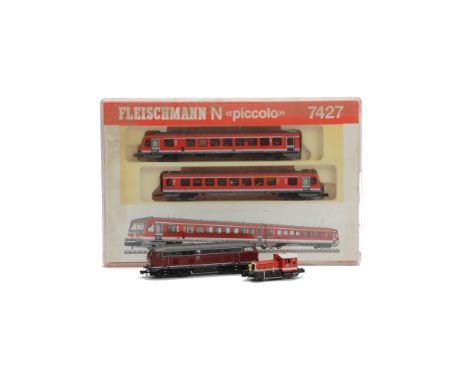 N Gauge German Diesel Locomotives by Brawa Fleischmann and Arnold, comprising Brawa exclusive edition ref 1391, DB class V160
