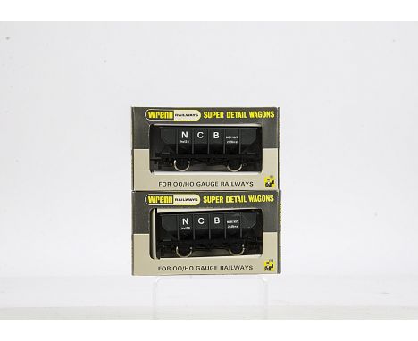  Rare Wrenn OO Gauge Wagons, W5035 'N.C.B.' Hopper Wagon x 3, W5036 'Hoveringham' Hopper Wagon x 2, both examples without run