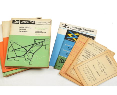 A Large Collection of British Railways Timetables Working Timetables and Alteration Notices, mostly 1960's-1970's era, from a