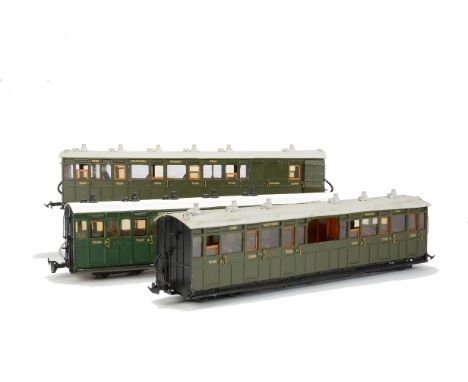 Three Scratch or Kit-built 10mm Scale on O Gauge (Narrow Gauge) ex-Lynton and Barnstaple Railway Coaches, constructed in wood