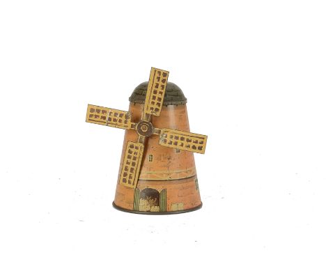 An Uncommon Approximately OO Scale Tinplate Windmill, by unknown maker, believed to be English, with 4" diameter base and 5½"