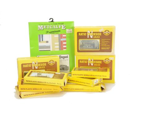 Ratio and Metcalfe N Gauge Plastic and Card Kits, Metcalfe, Warehouse and Mill (2), Terraced Shops Front, Terraced Houses (1)