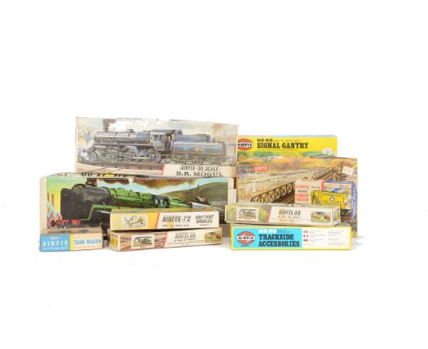 Airfix OO Gauge unmade Railway and other Kits, 'Evening Star', BR Mogul, Cement Wagon, Tank Wagon, Engine Shed, and in later 