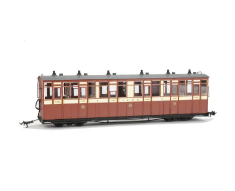 A Scratch or Kit-built 10mm Scale on O Gauge (Narrow Gauge) Lynton and Barnstaple Railway Coach, constructed in wood and fini