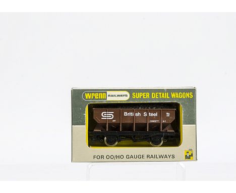 Rare Wrenn OO Gauge Wagons, W.5098 'British Steel' Hopper Wagon with coal load, in original 1990 box, W.5100A 'Wrenn Railways