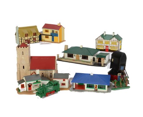 Tri-ang Model Land and Airfix OO Scale Buildings and Accessories, 20+ Model Land buildings including Post Office, Inn, Tea Sh