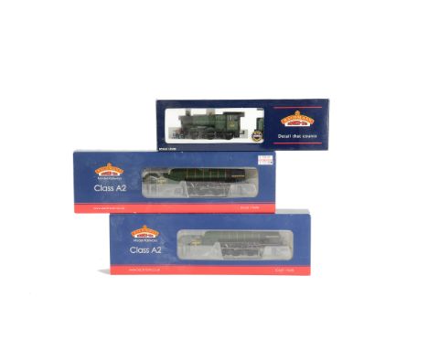 Bachmann OO Gauge Steam Locomotives, 2251 GWR green Collett Goods 3202, BR green Class A2's 60537 'Bachelors Button' and 6053