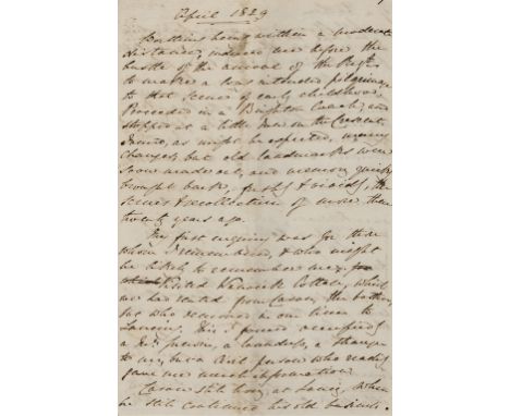 Worthing &amp; Ireland.- [Account of a soldier's trip to Worthing and deployment of regiment to Ireland], manuscript, ?12pp. 