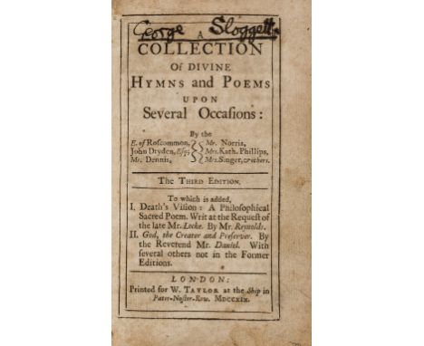 NO RESERVE Poetical Miscellany.-  Collection (A) of Divine Hymns and Poems upon several occasions, third edition, engraved fr